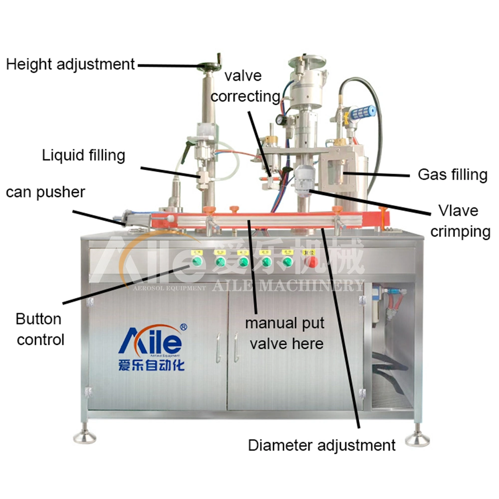 Semi Automatic LPG Butane Canister Gas Spray Machine Aerosol Filling Machine LPG Refill Machinery Vacuum Crimping Gas Filling Equipment